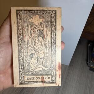 RARE Stampa Rosa Rubber Stamp "Peace On Earth" K 59-808 ~ Madonna Child Cherub